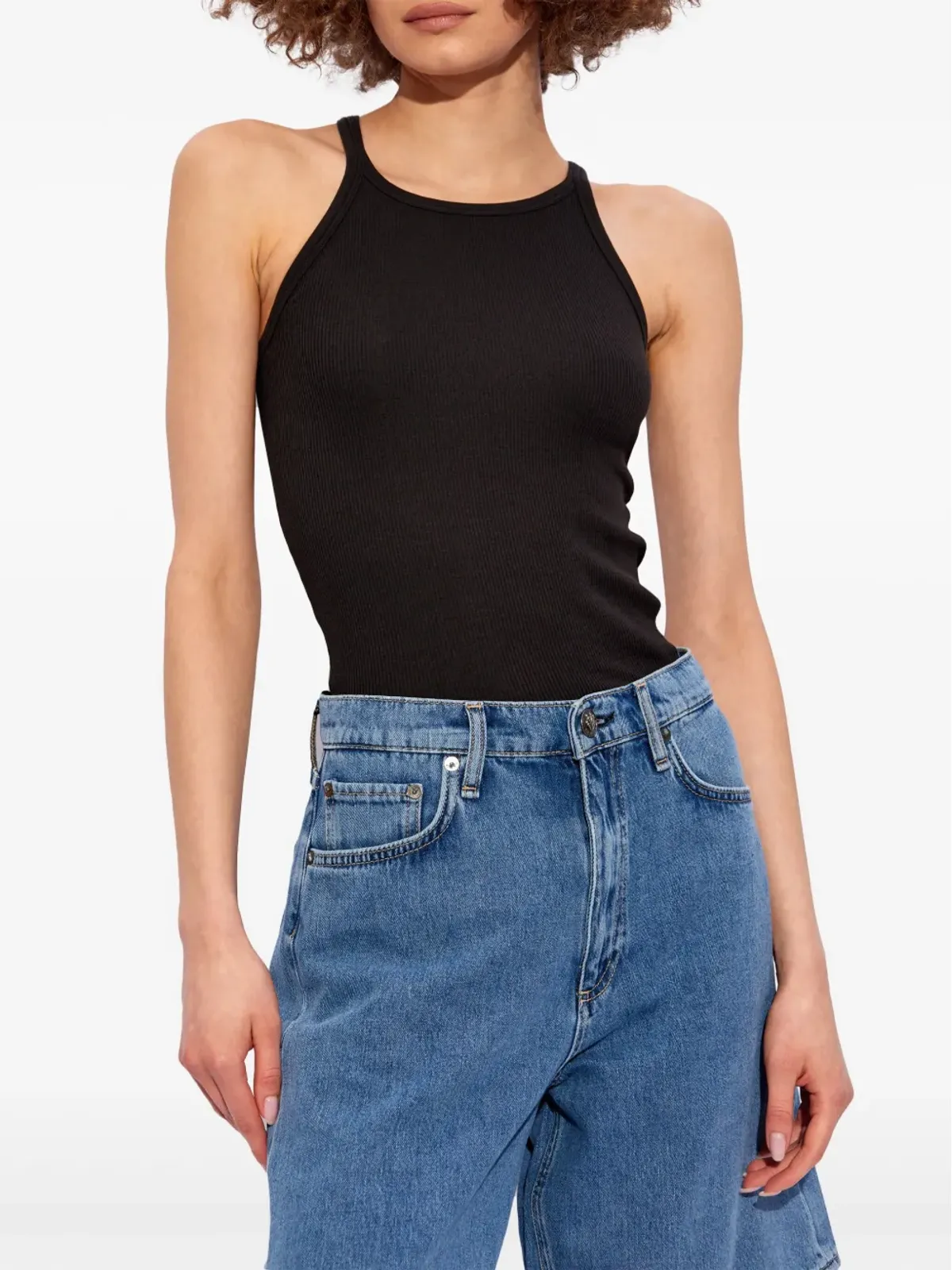 rag & bone エッセンシャル リブ編みタンクトップ（ブラック） - 画像3