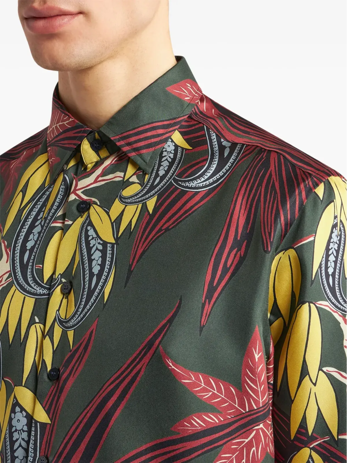 ETRO プリントシルクシャツ グリーン - 画像5