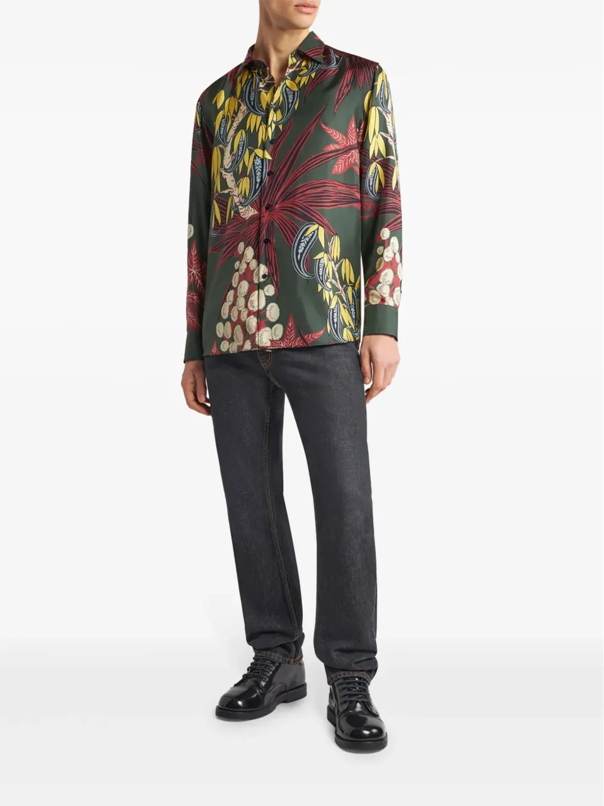 ETRO プリントシルクシャツ グリーン - 画像2