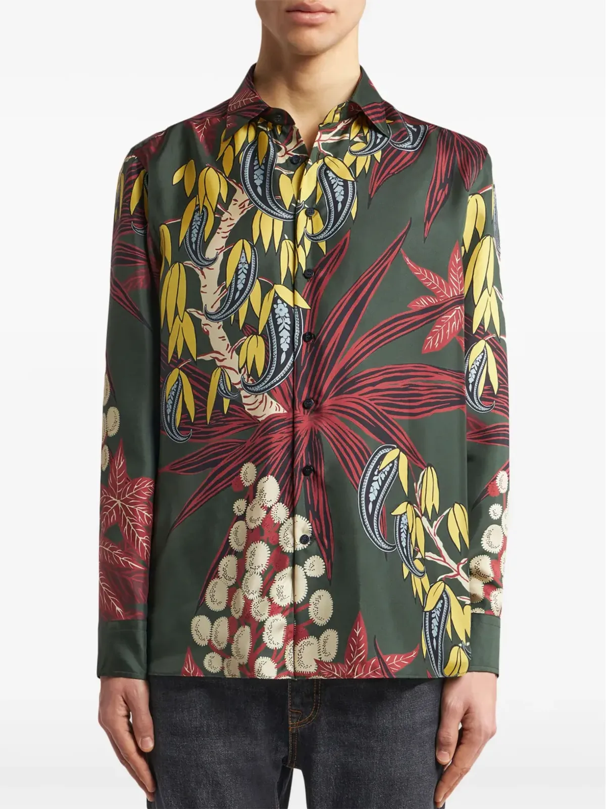 ETRO プリントシルクシャツ グリーン - 画像3