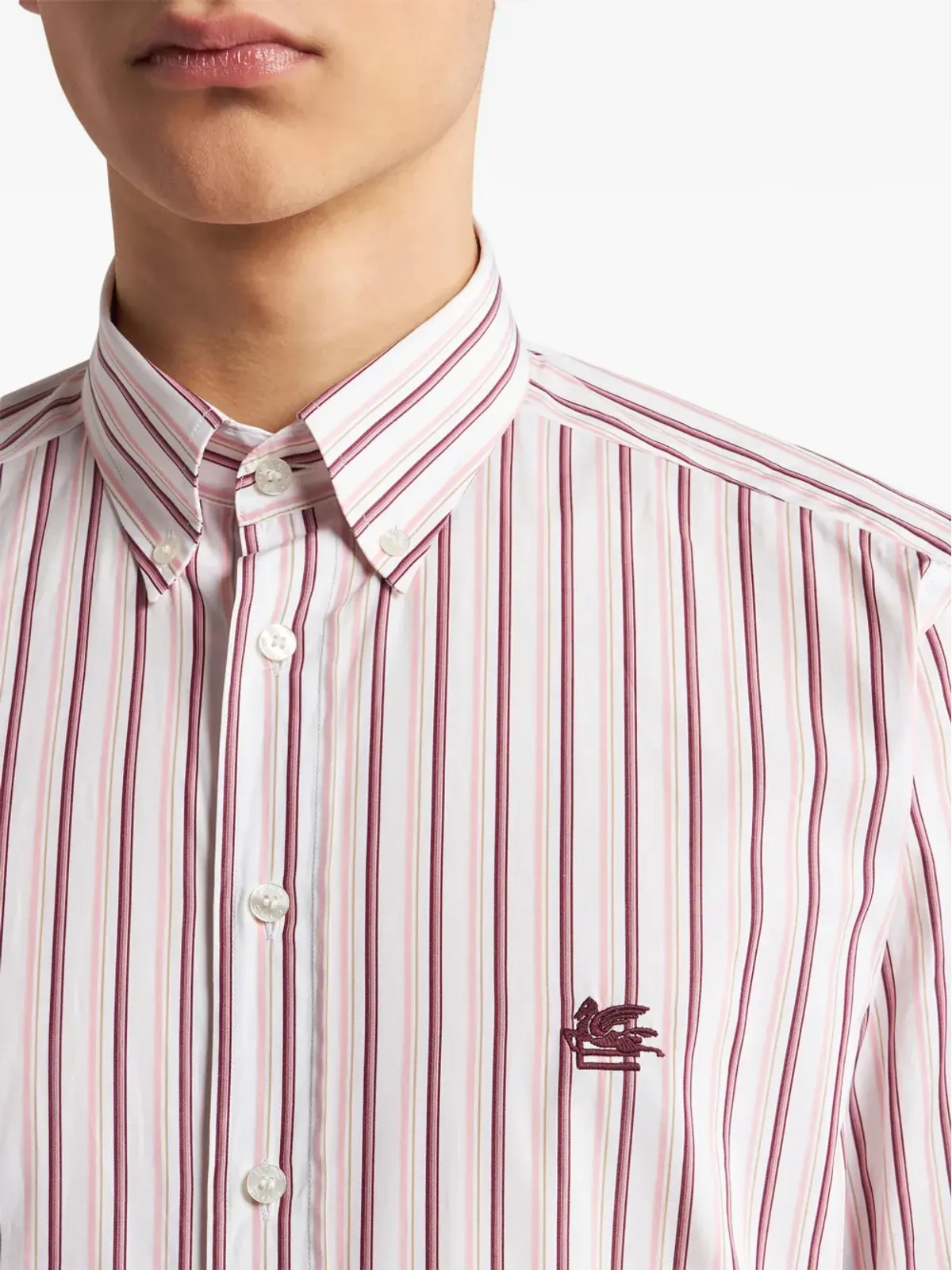 ETRO ストライプ柄コットンシャツ レッド - 画像5