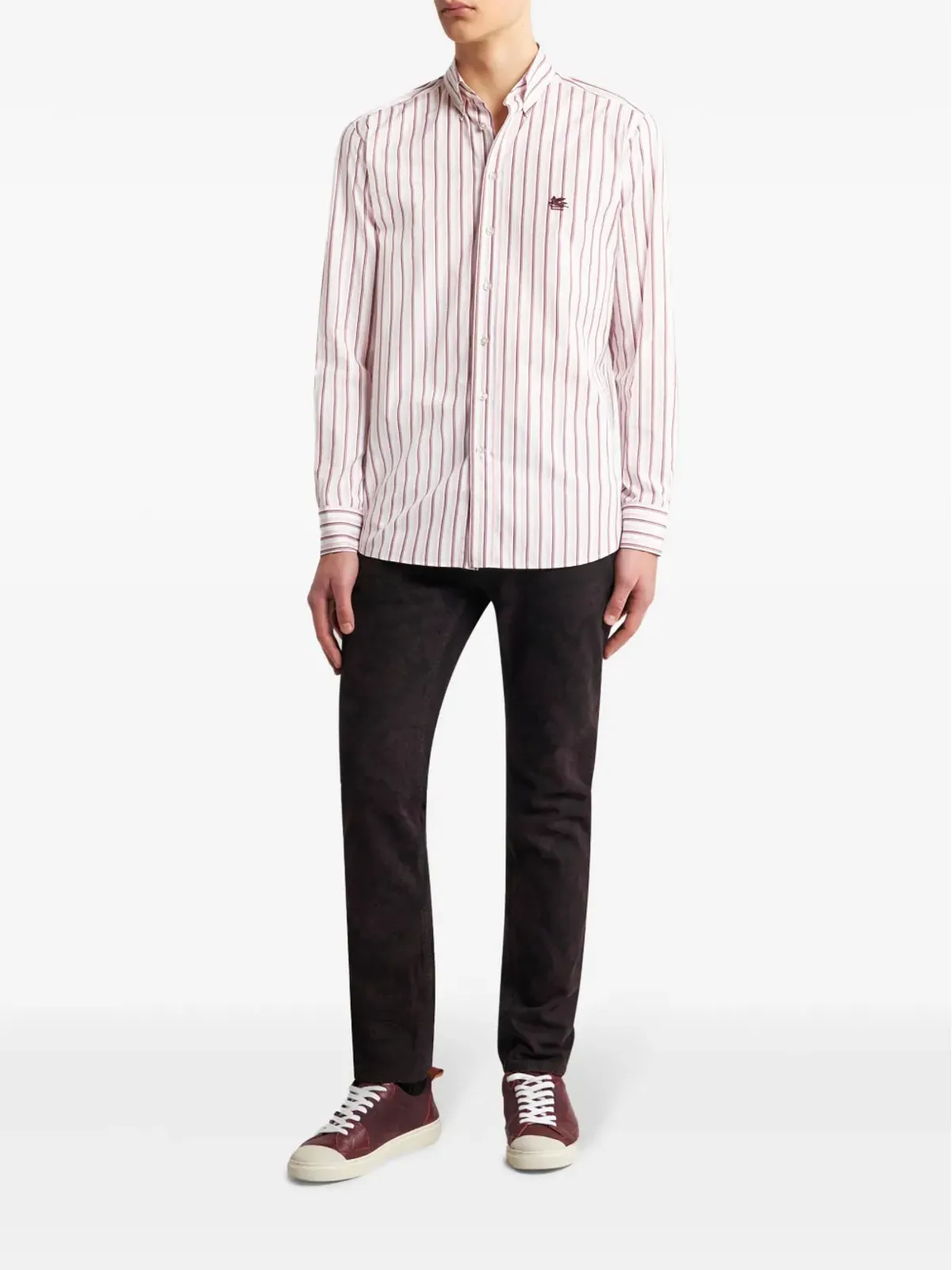 ETRO ストライプ柄コットンシャツ レッド - 画像2