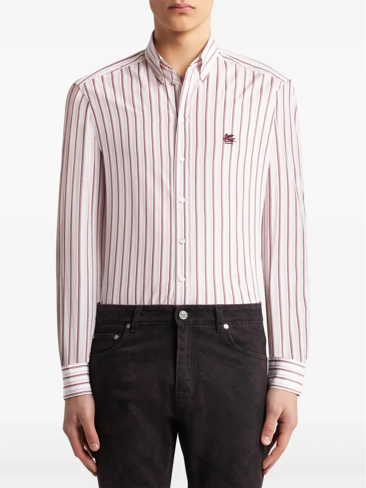 ETRO ストライプ柄コットンシャツ レッド - 画像3