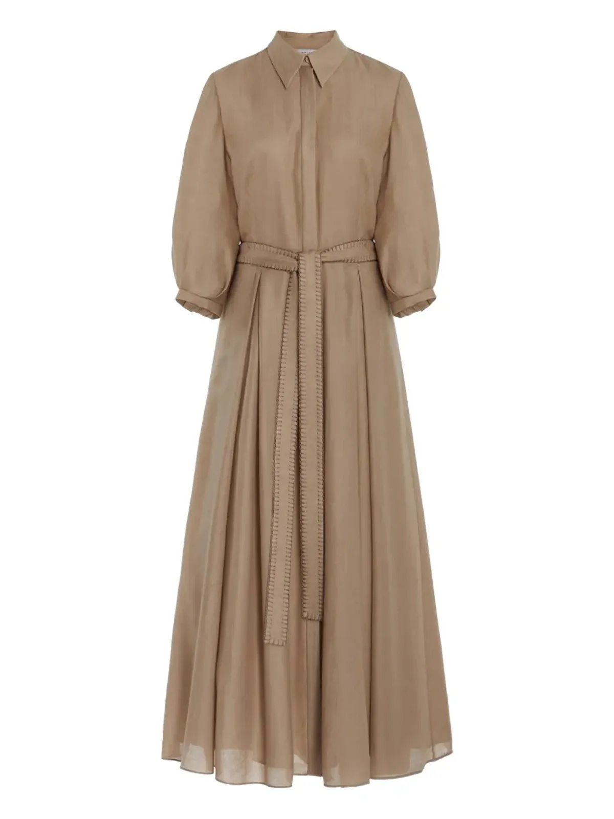 Gabriela Hearst Andy belted midi shirt dress - Neutrals - 画像1