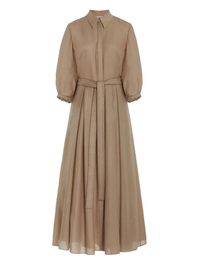 Gabriela Hearst Gabriela Hearst Andy belted midi shirt dress - Neutralsの商品画像