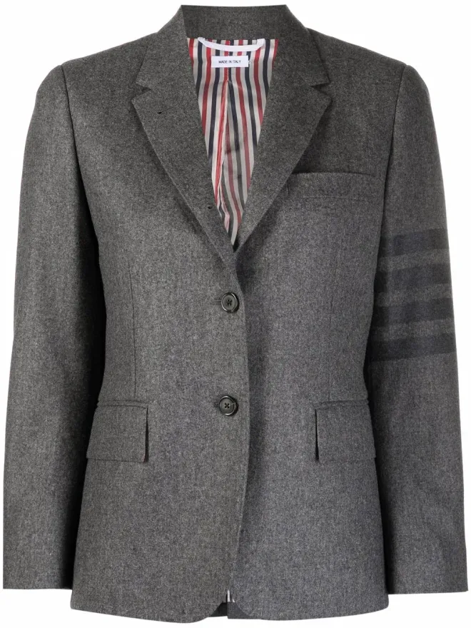 Thom Browne Thom Browne 4バー・ストライプ クロップド丈 ボタン前留め ブレザー - グレーの商品画像