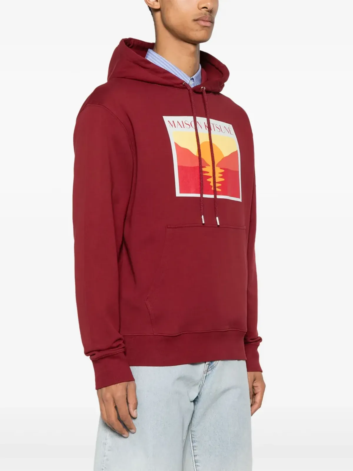 Maison Kitsuné サンセット ポストカード コットン フーディー レッド - 画像3