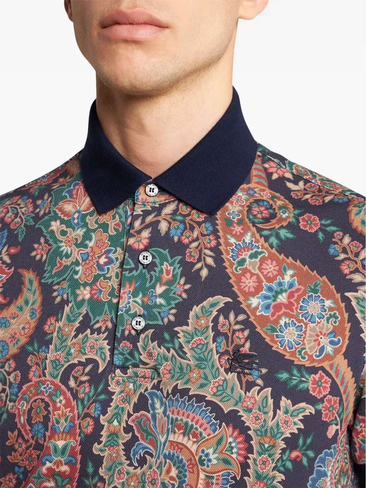ETRO フローラルペイズリープリント ポロシャツ - ブルー - 画像4