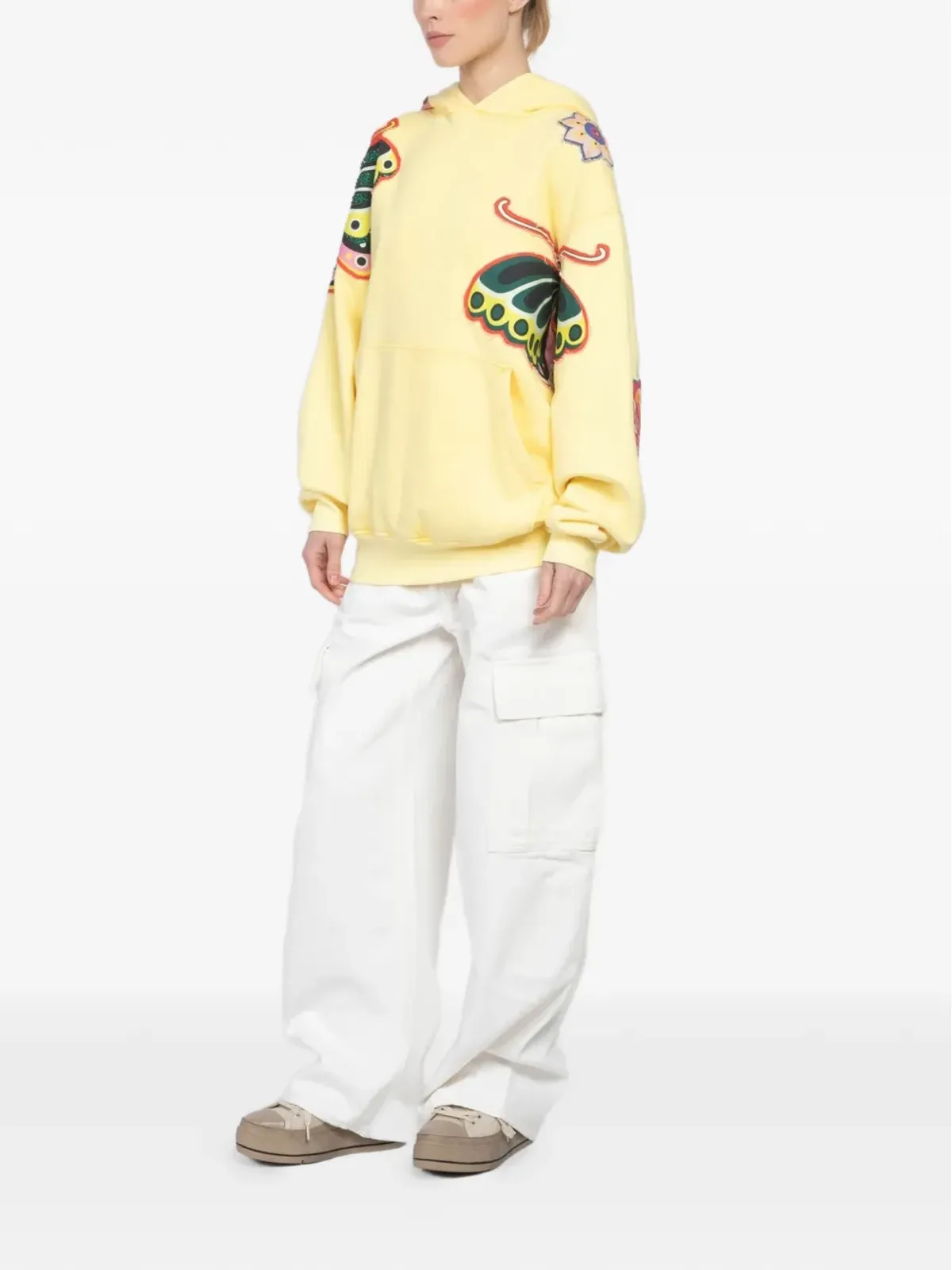 cout de la liberte Killian butterfly-print hoodie - Yellow - 画像2