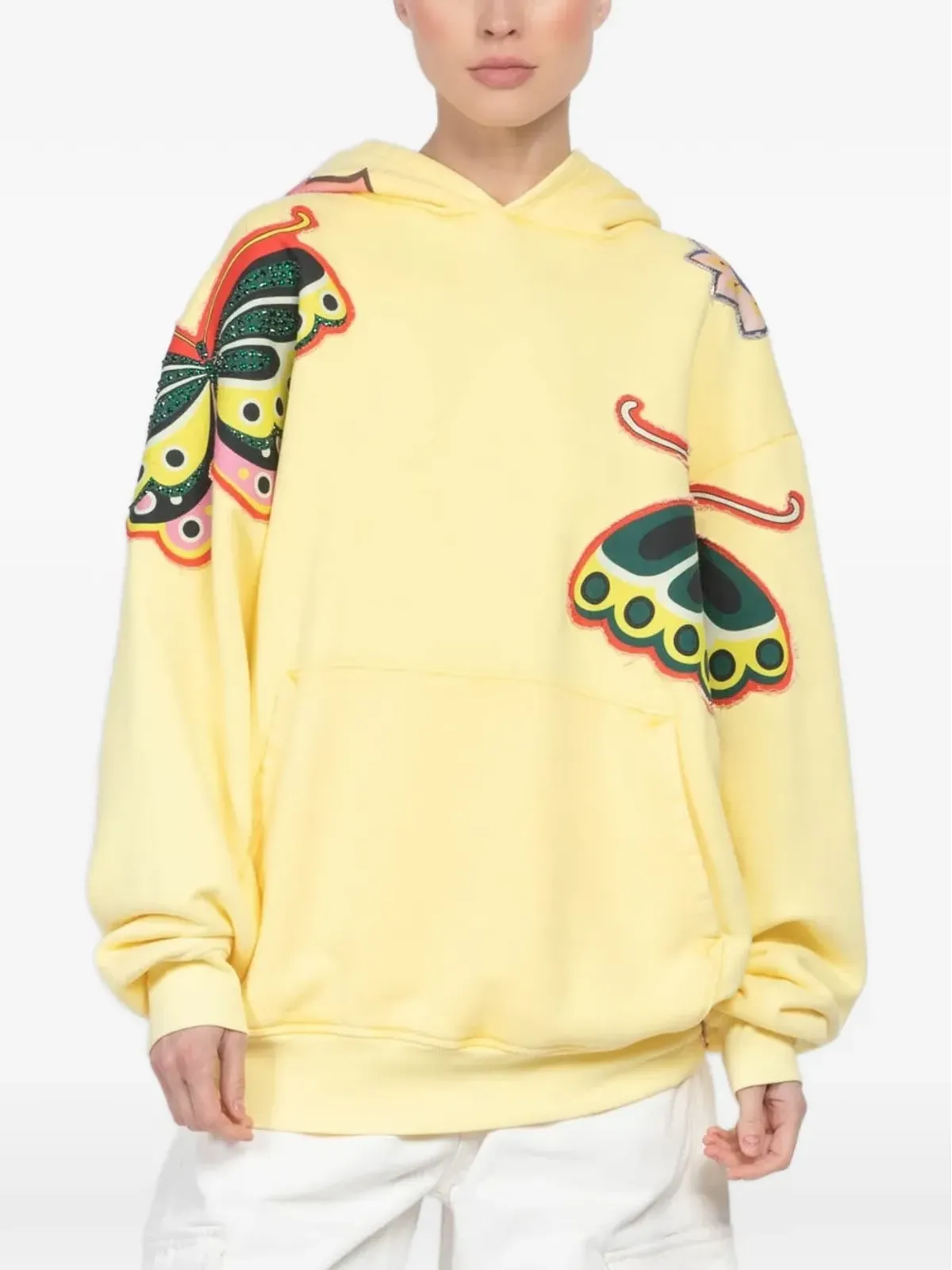 cout de la liberte Killian butterfly-print hoodie - Yellow - 画像3
