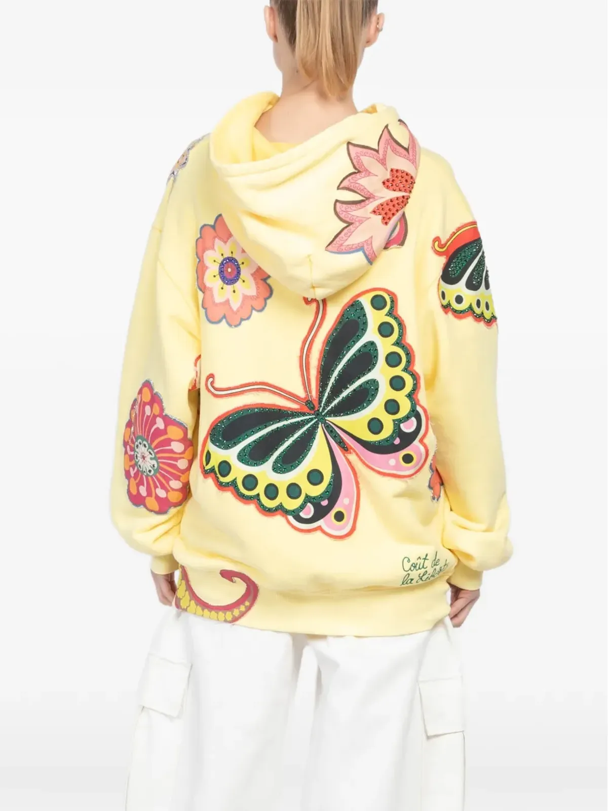 cout de la liberte Killian butterfly-print hoodie - Yellow - 画像4