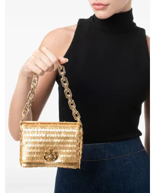 Isla logo-plaque shoulder bag - Gold - サムネイル2