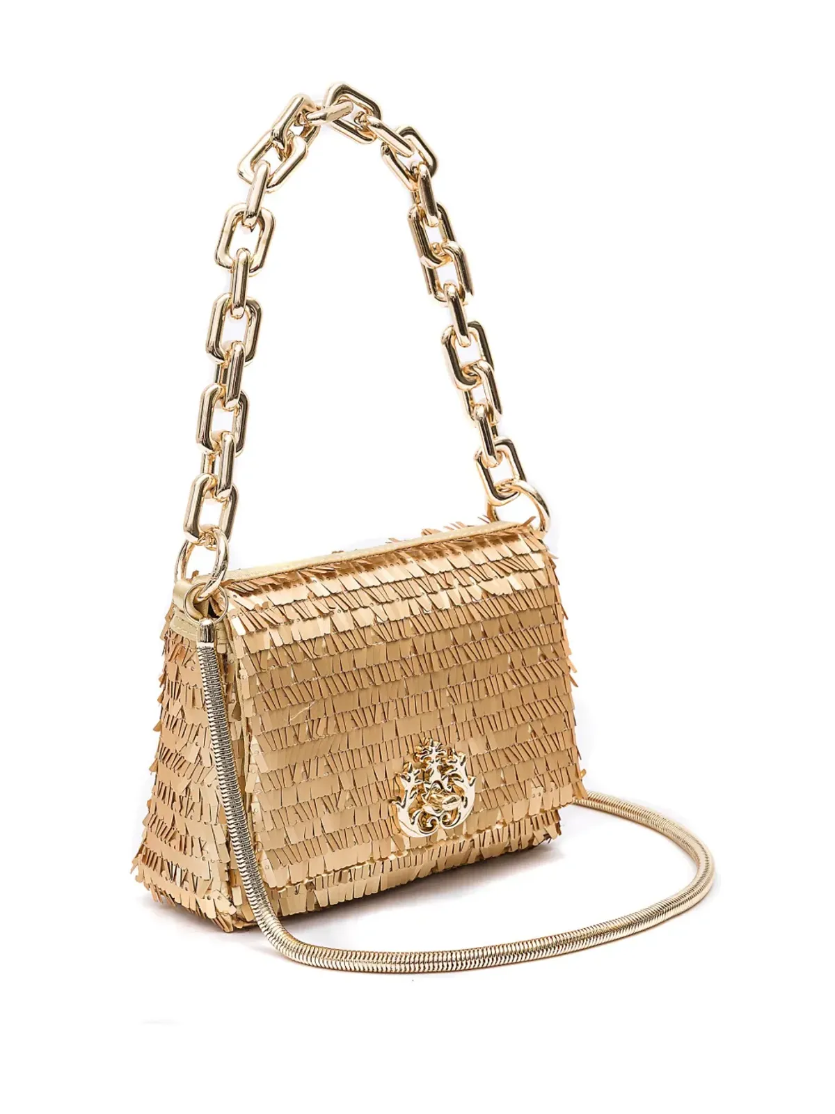 Isla logo-plaque shoulder bag - Gold - 画像4