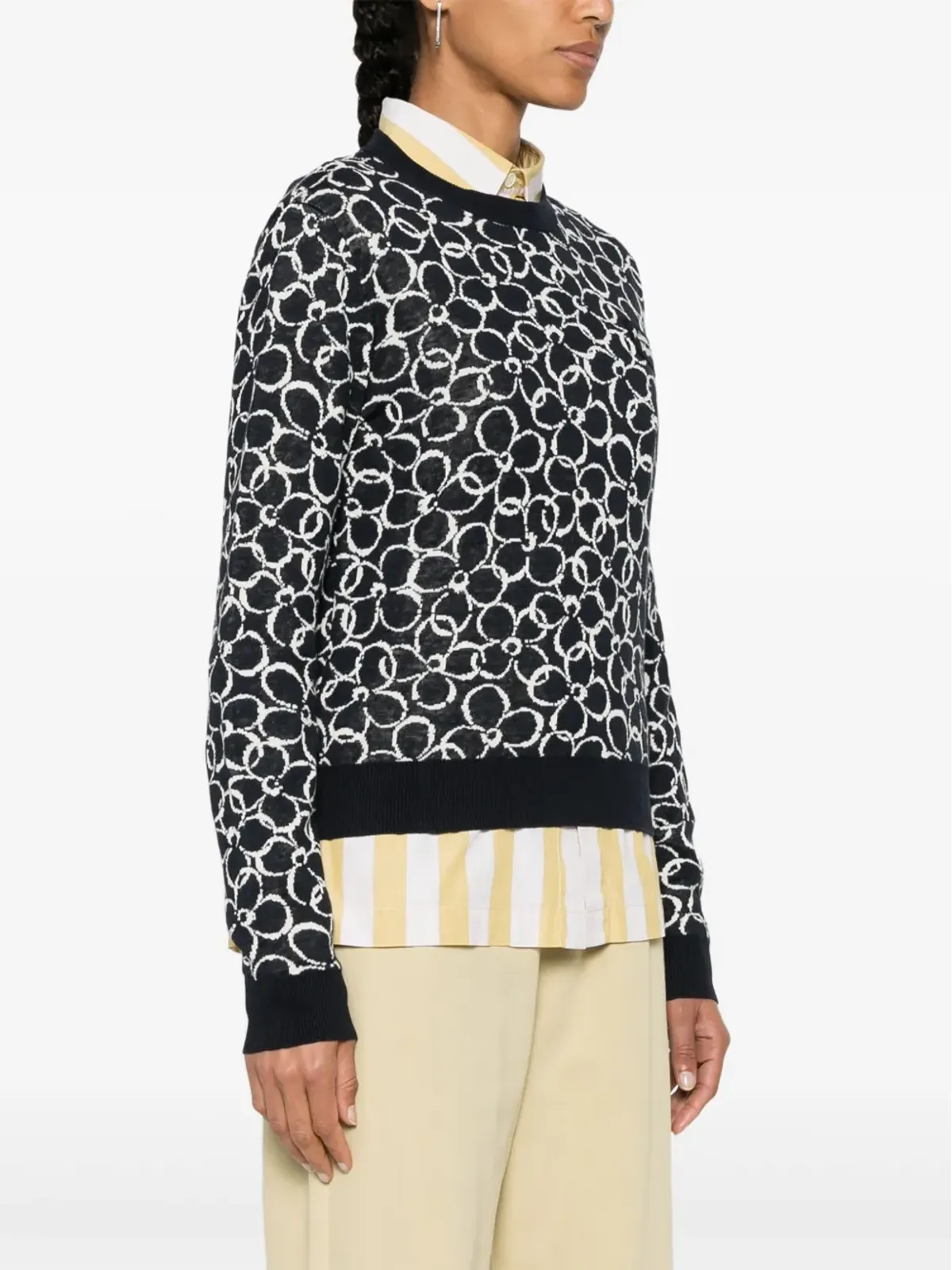 Maison Kitsuné ロゴアップリケ付き フローラル ニットセーター - 画像3