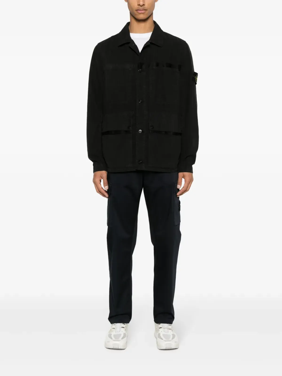 Stone Island コンパスバッジ シャツジャケット ブラック - 画像2
