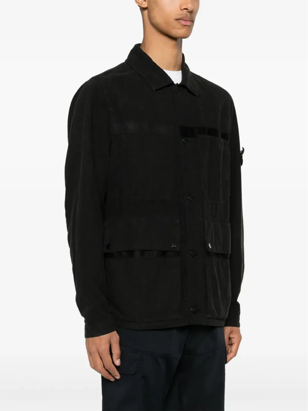 Stone Island コンパスバッジ シャツジャケット ブラック - 画像3