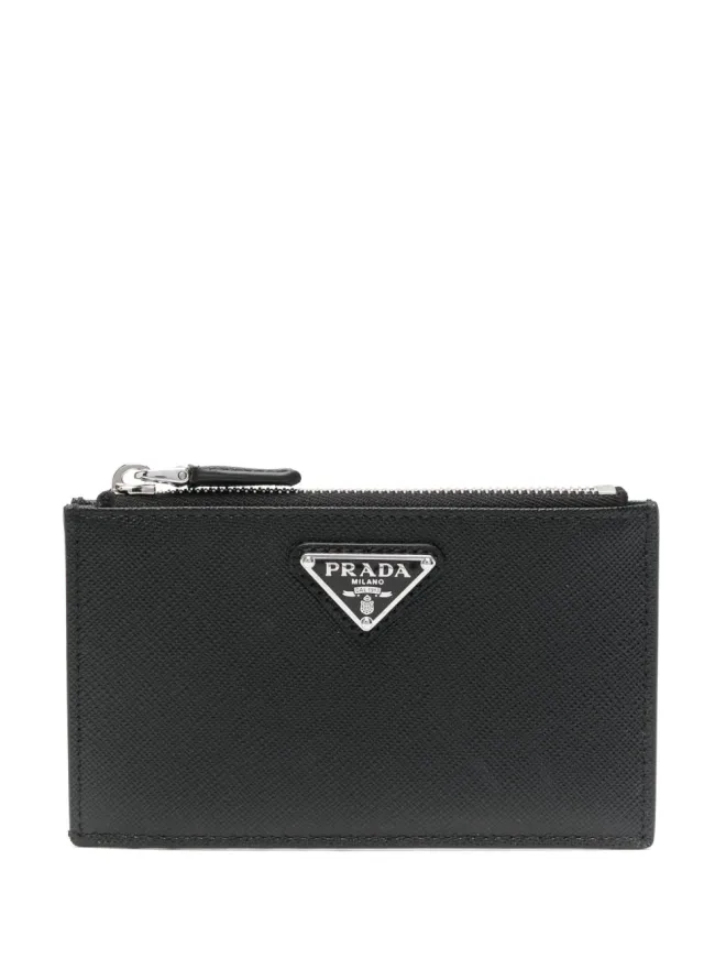 Prada Prada エナメル三角ロゴ レザー 財布 - ブラックの商品画像