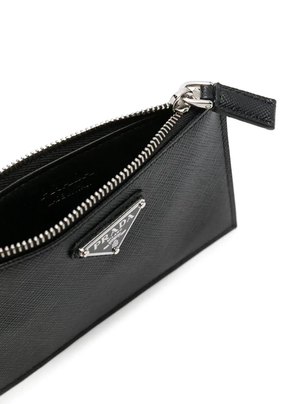 Prada エナメル三角ロゴ レザー 財布 - ブラック - 画像3