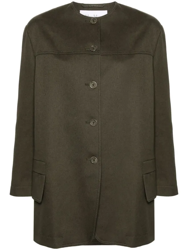 Max Mara Max Mara Recital ツイル シャツジャケット オリーブグリーンの商品画像
