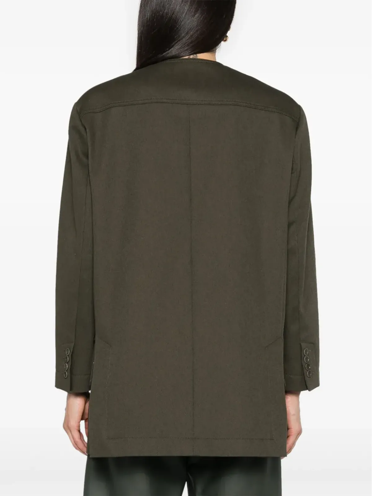 Max Mara Recital ツイル シャツジャケット オリーブグリーン - 画像4