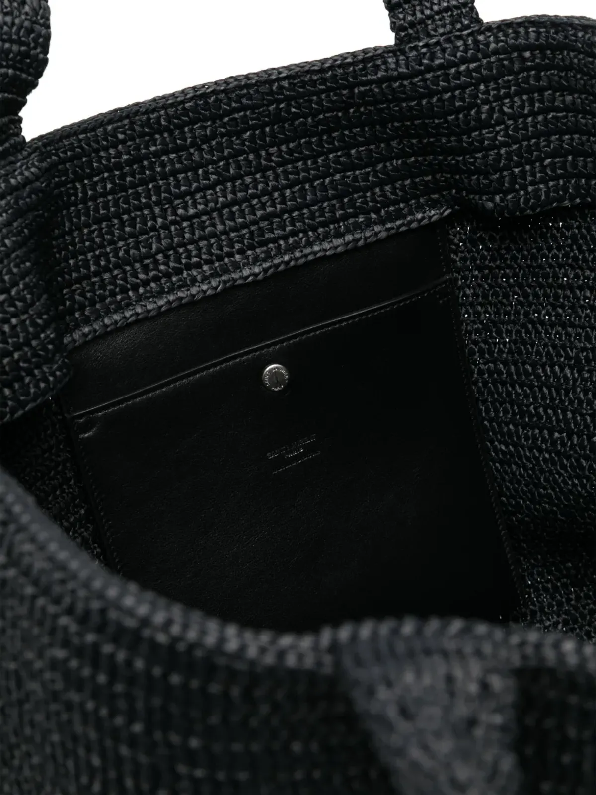 Saint Laurent ロゴ型押し ラフィア トートバッグ - ブラック - 画像5