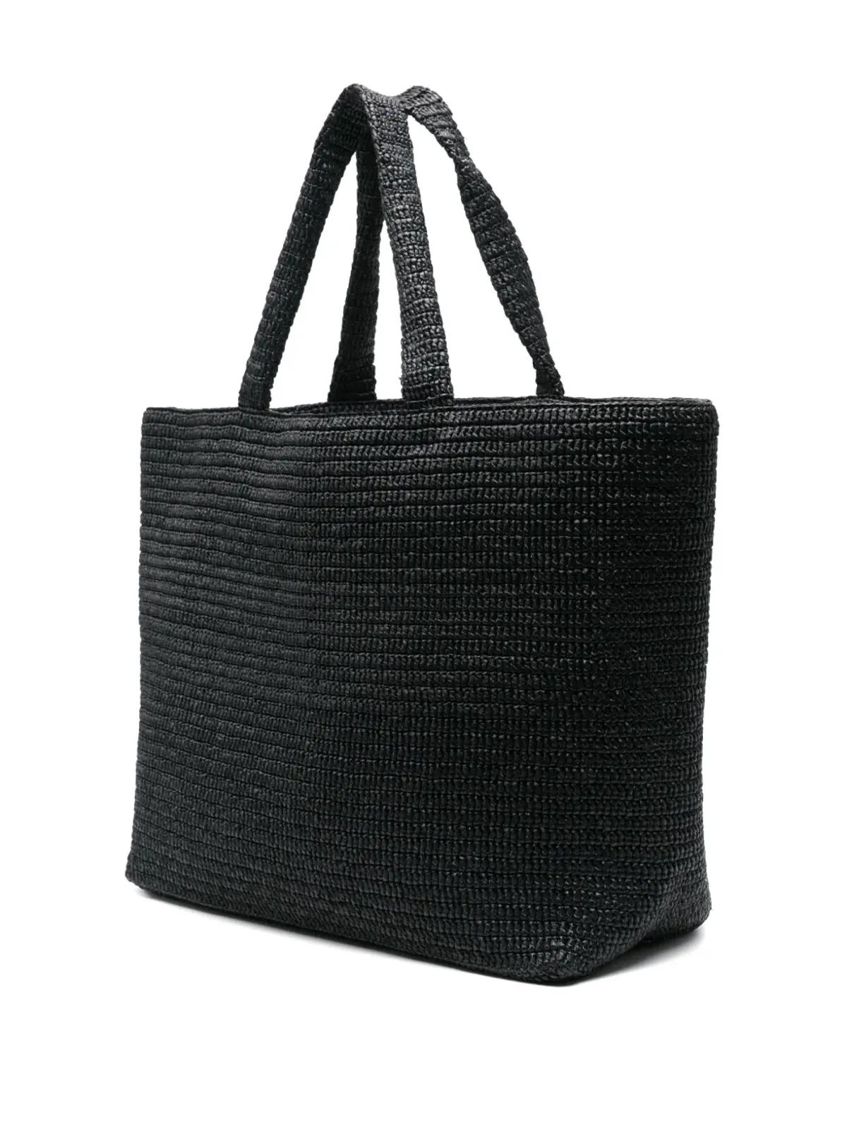 Saint Laurent ロゴ型押し ラフィア トートバッグ - ブラック - 画像3