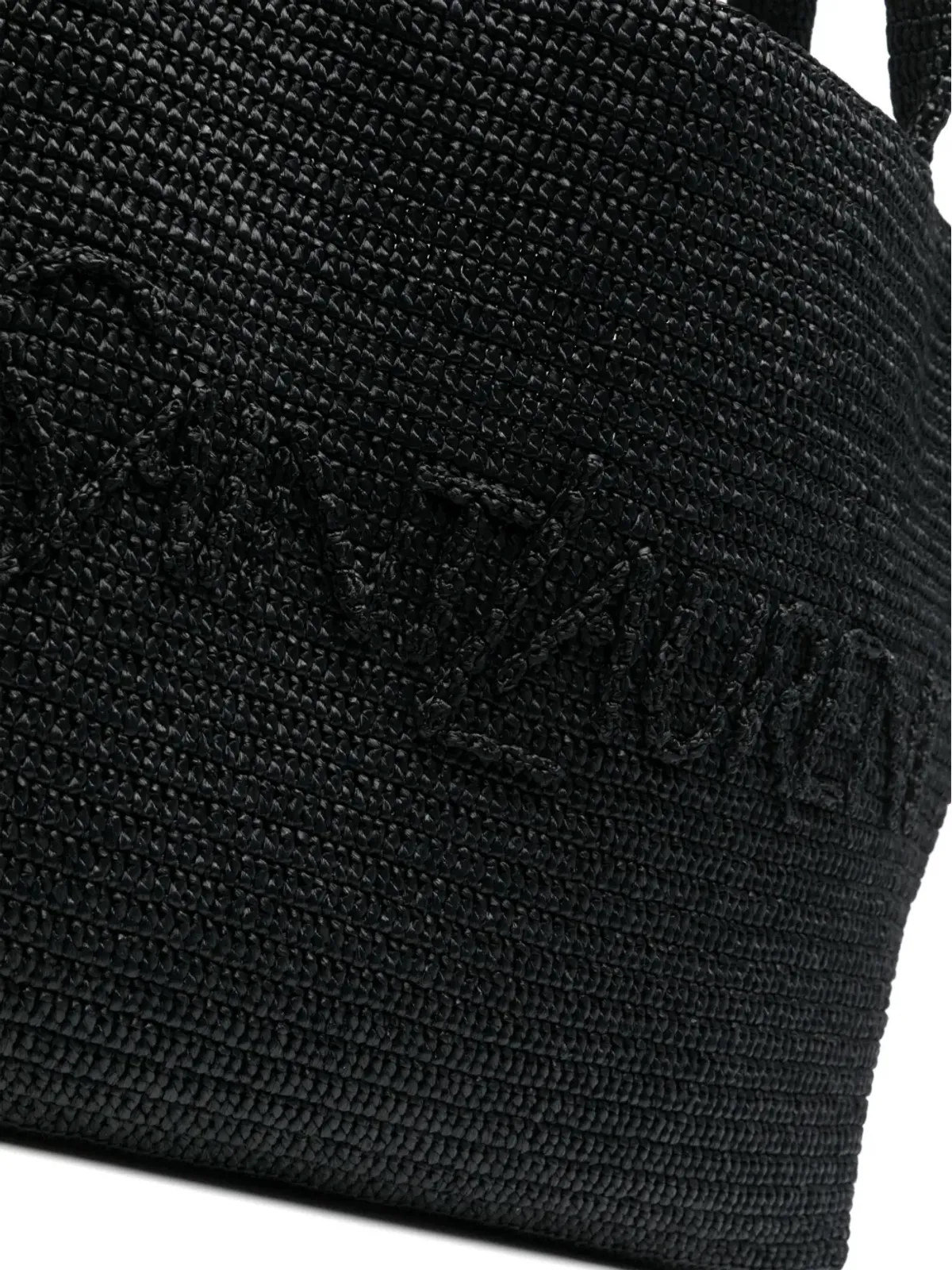 Saint Laurent ロゴ型押し ラフィア トートバッグ - ブラック - 画像4