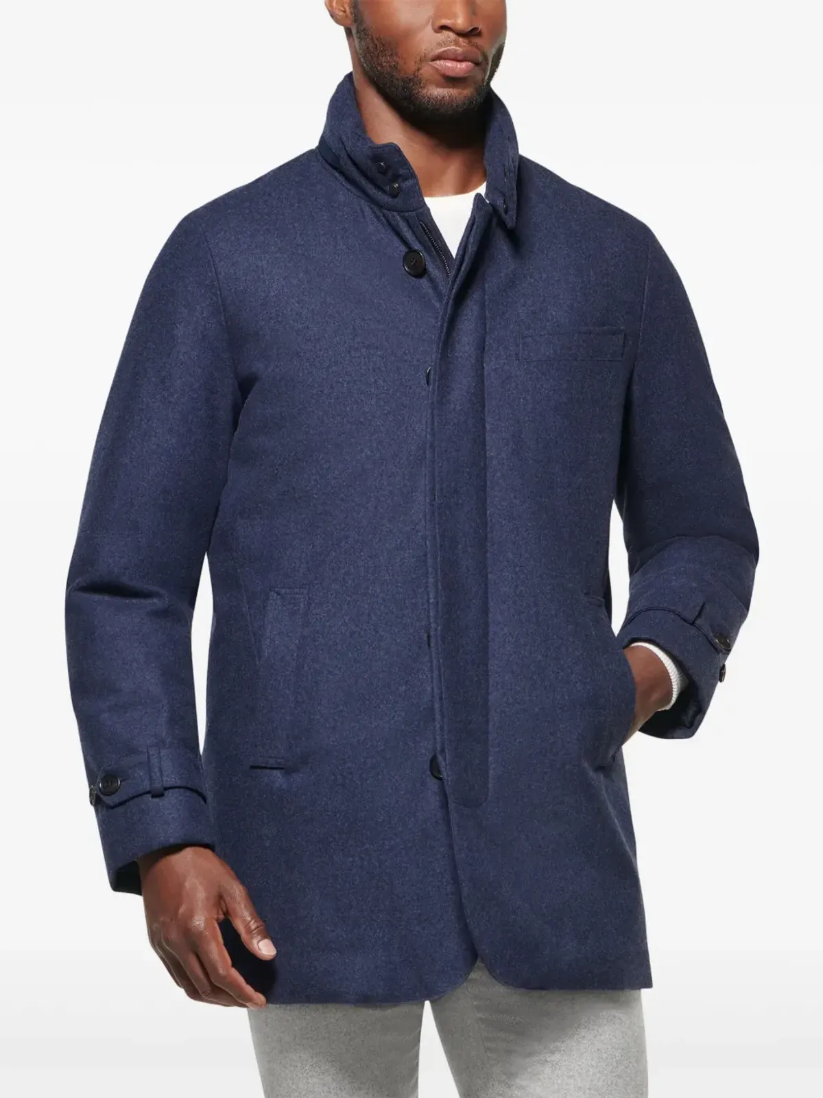 Norwegian Wool ダウンライニング付きバージンウールコート - 画像3