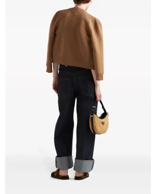 Prada ラウンドネック ウールニット カーディガン ブラウン - サムネイル4
