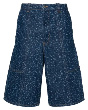 Maison Kitsuné デニムショーツ アブストラクトデイジー柄 ブルー - サムネイル1