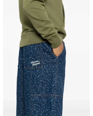 Maison Kitsuné デニムショーツ アブストラクトデイジー柄 ブルー - サムネイル5