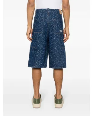 Maison Kitsuné デニムショーツ アブストラクトデイジー柄 ブルー - サムネイル4