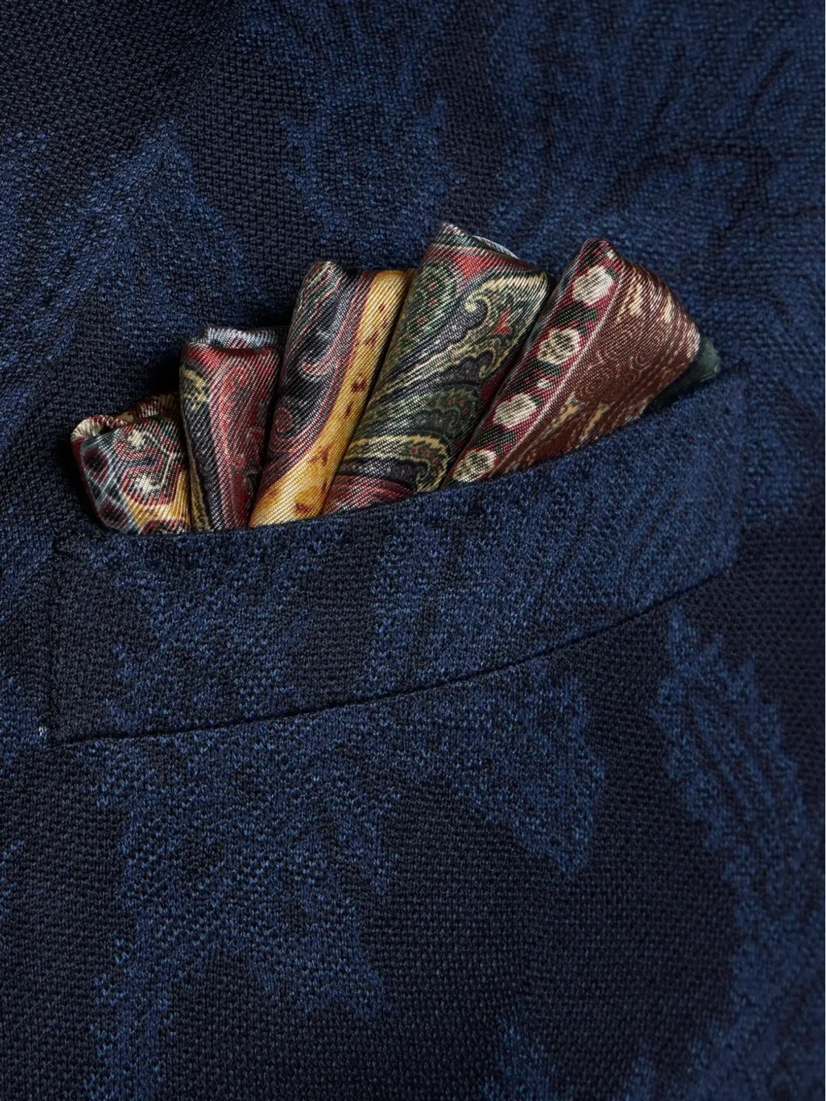 ETRO シルク プリント ポケットチーフ - レッド - 画像2