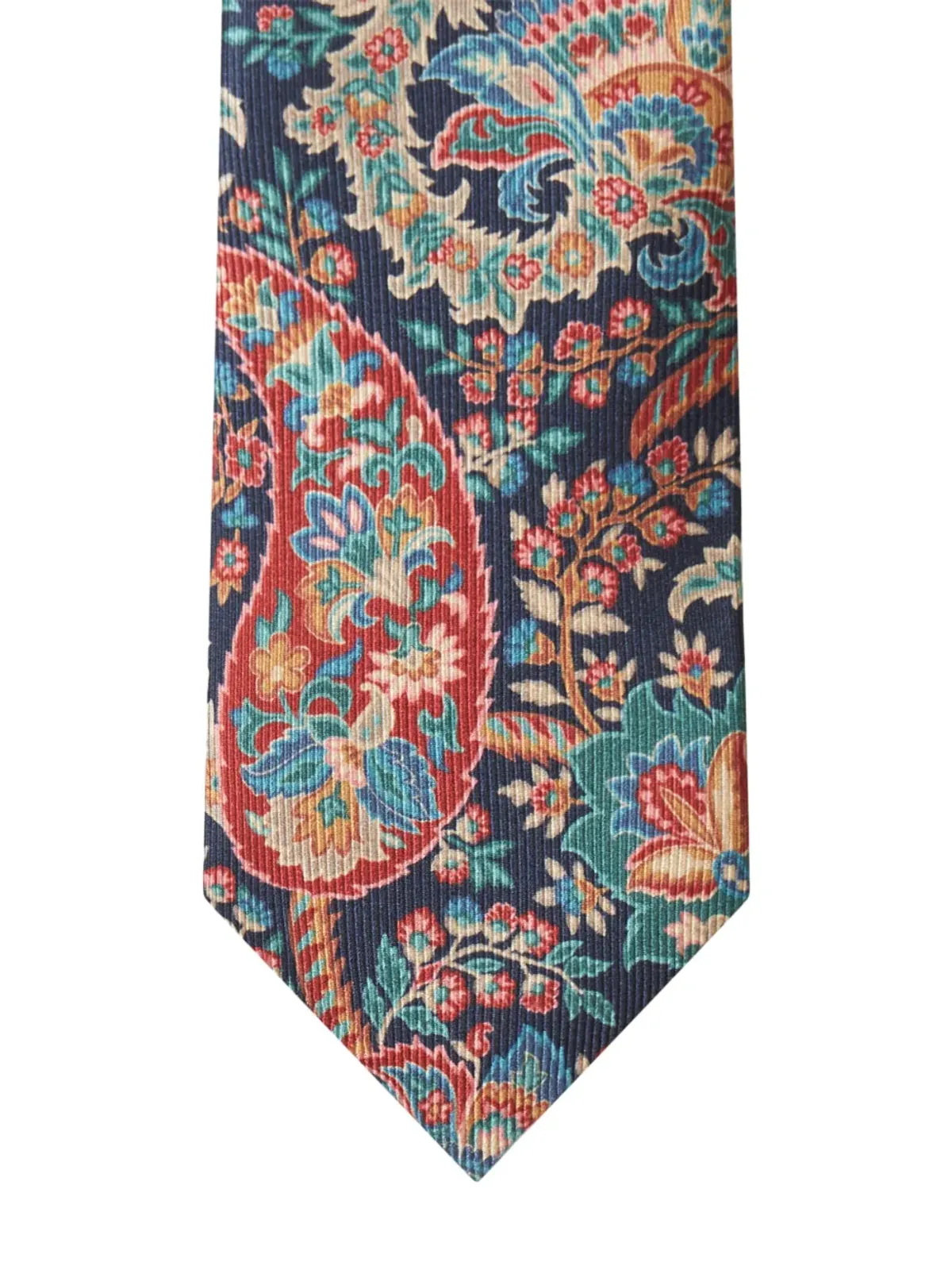 ETRO 花柄シルクタイ ブルー - 画像2