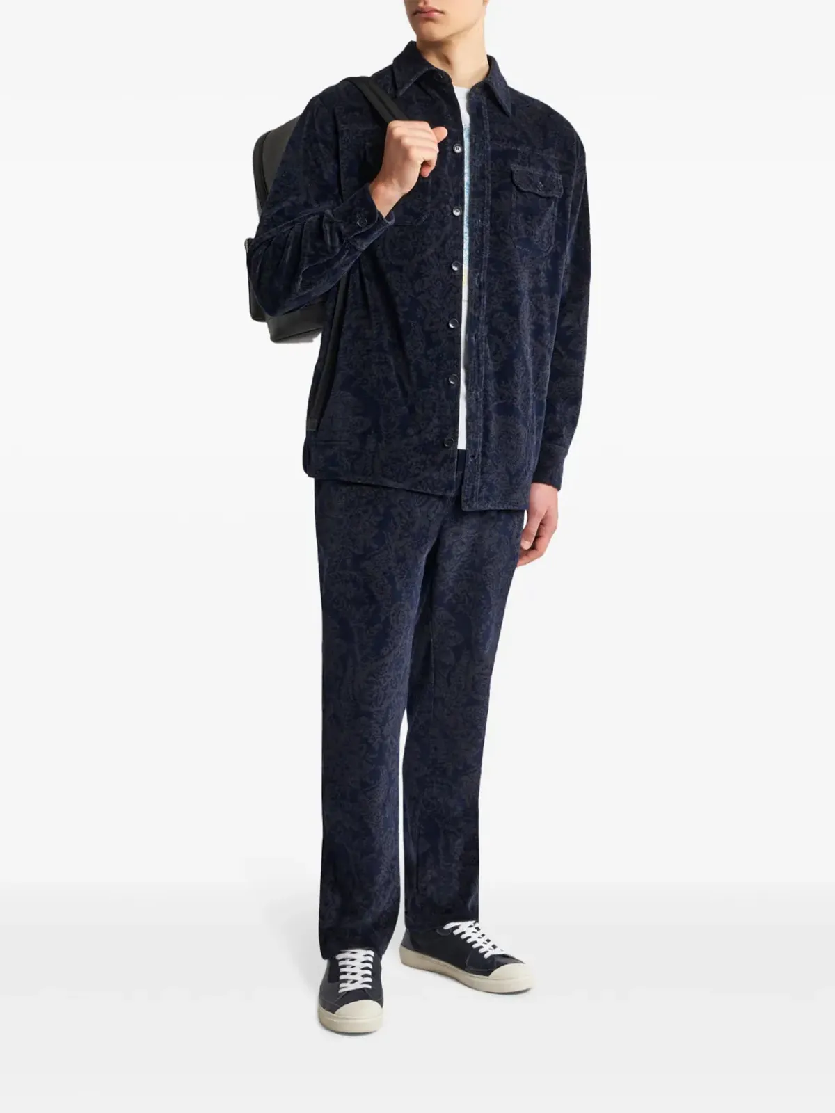 ETRO ペイズリージャカード スリムカットパンツ ブルー - 画像2