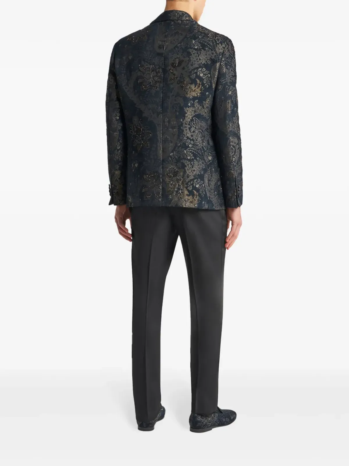 ETRO ピークラペル ジャガード ブレザー ブルー - 画像3