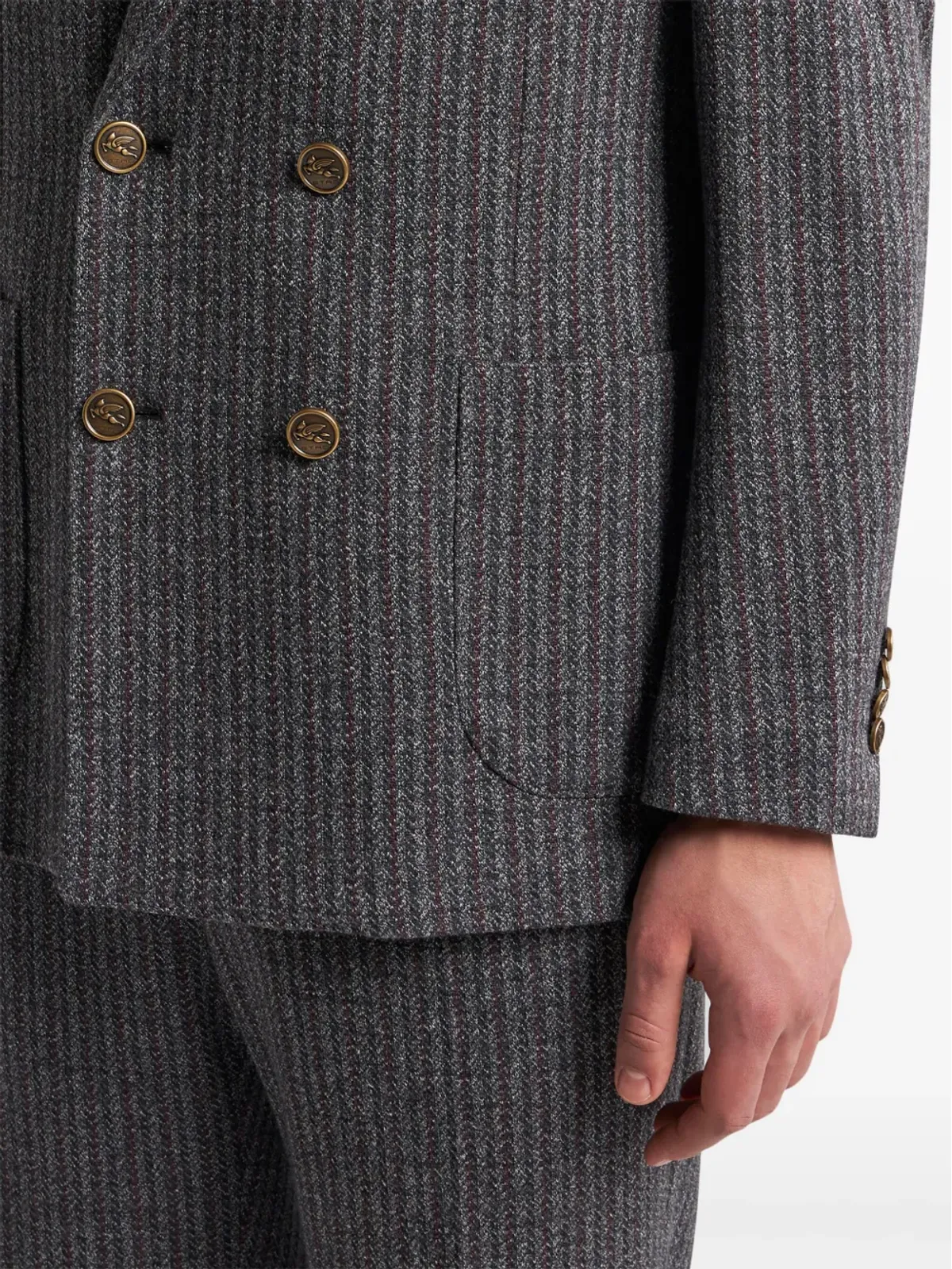 ETRO ストライプ柄 ダブルブレスト ブレザー - グレー - 画像4