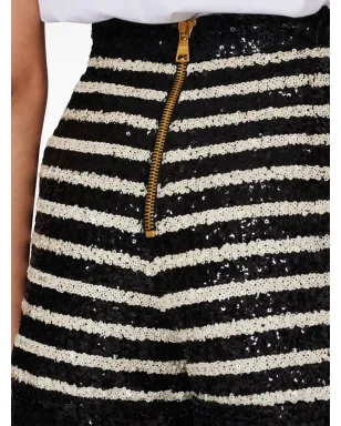 Balmain ストライプ柄ラインストーン装飾ショートパンツ - ブラック - サムネイル5