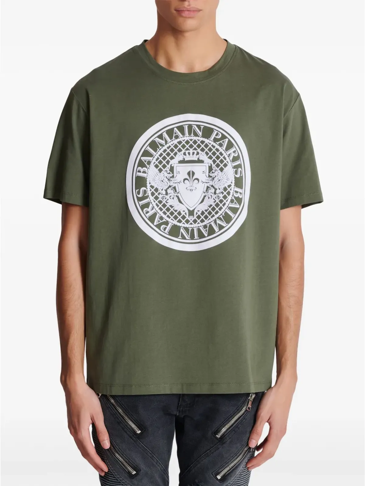Balmain コインプリント コットン Tシャツ - グリーン - 画像5