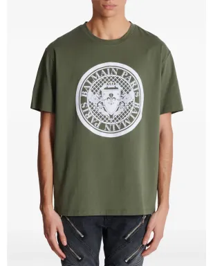Balmain コインプリント コットン Tシャツ - グリーン - サムネイル5