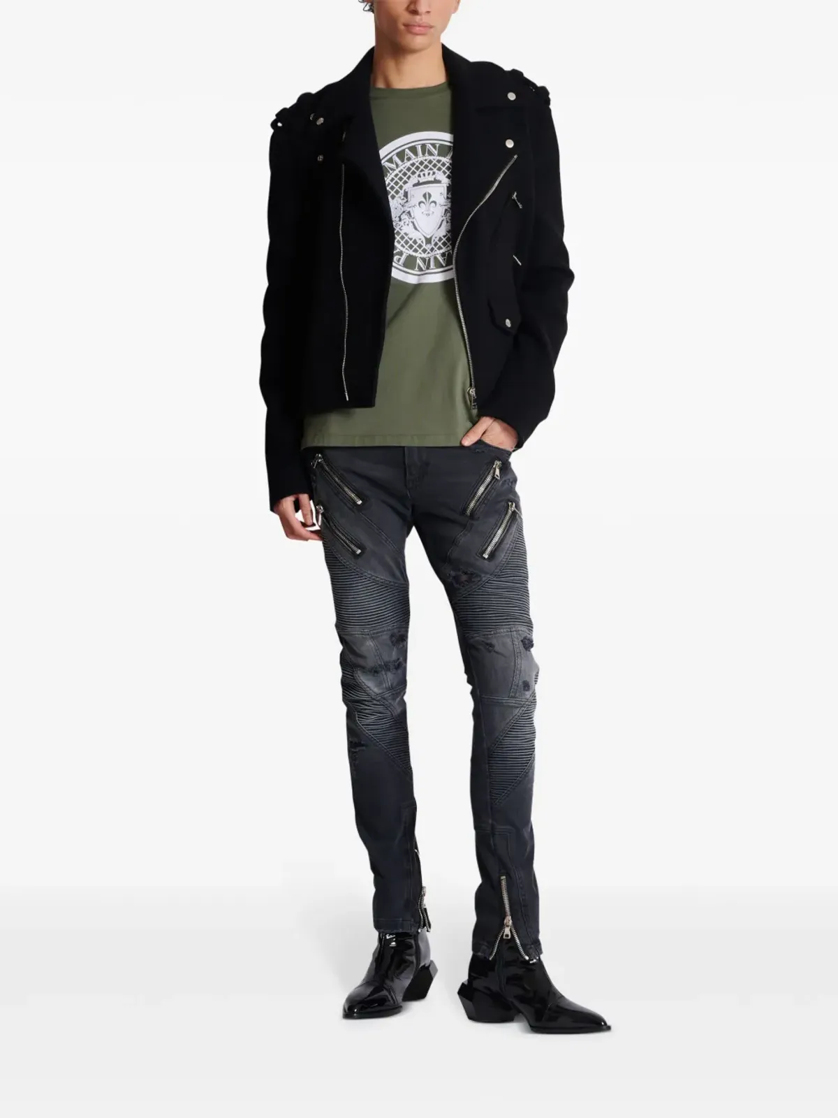 Balmain コインプリント コットン Tシャツ - グリーン - 画像2