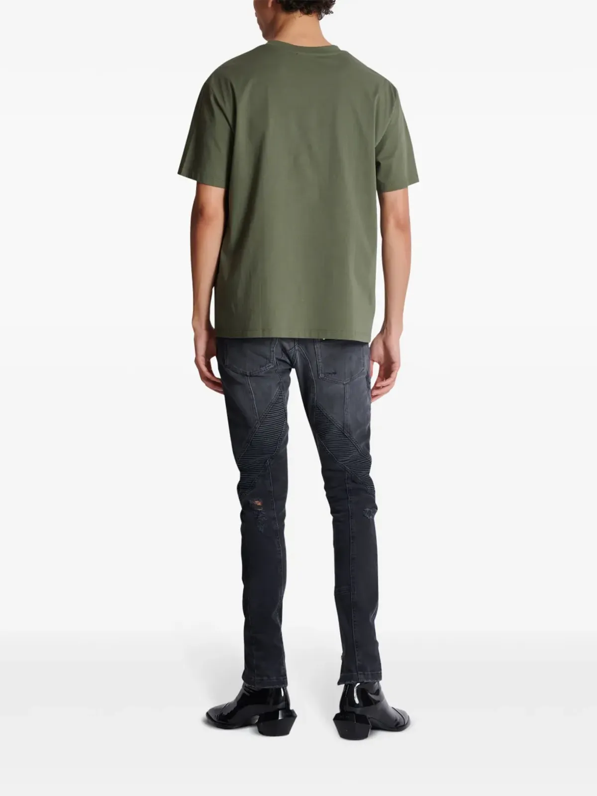 Balmain コインプリント コットン Tシャツ - グリーン - 画像4