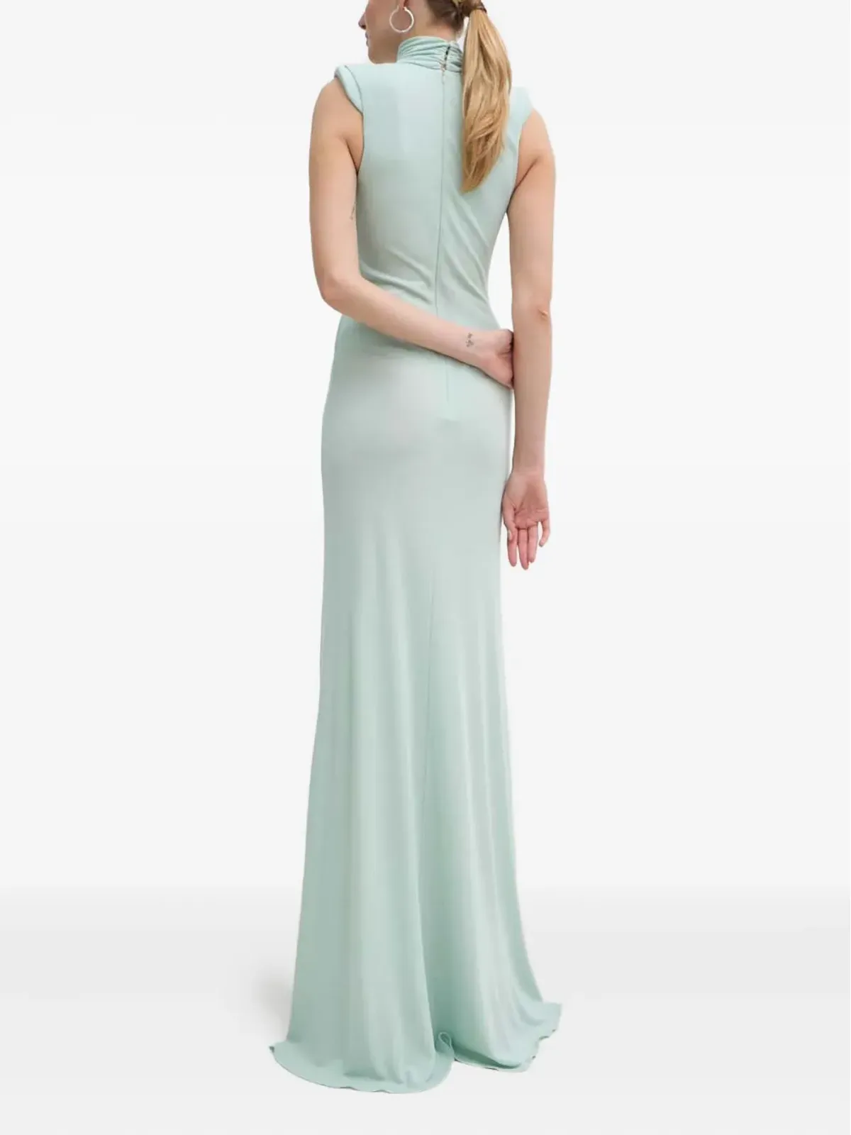 Elisabetta Franchi カットアウト ロールネック マキシドレス グリーン - 画像2