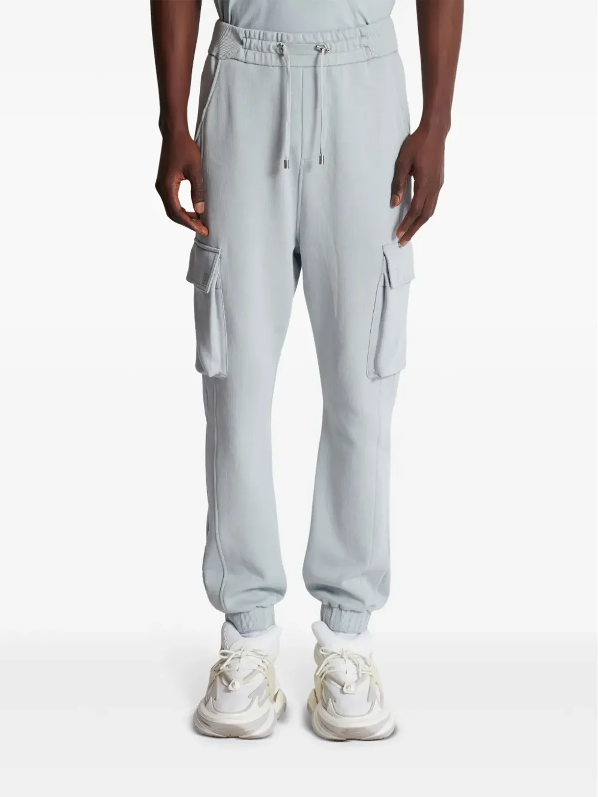 Balmain ロゴプリント コットン カーゴ トラックパンツ - グレー - 画像5