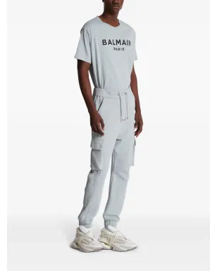 Balmain ロゴプリント コットン カーゴ トラックパンツ - グレー - サムネイル3