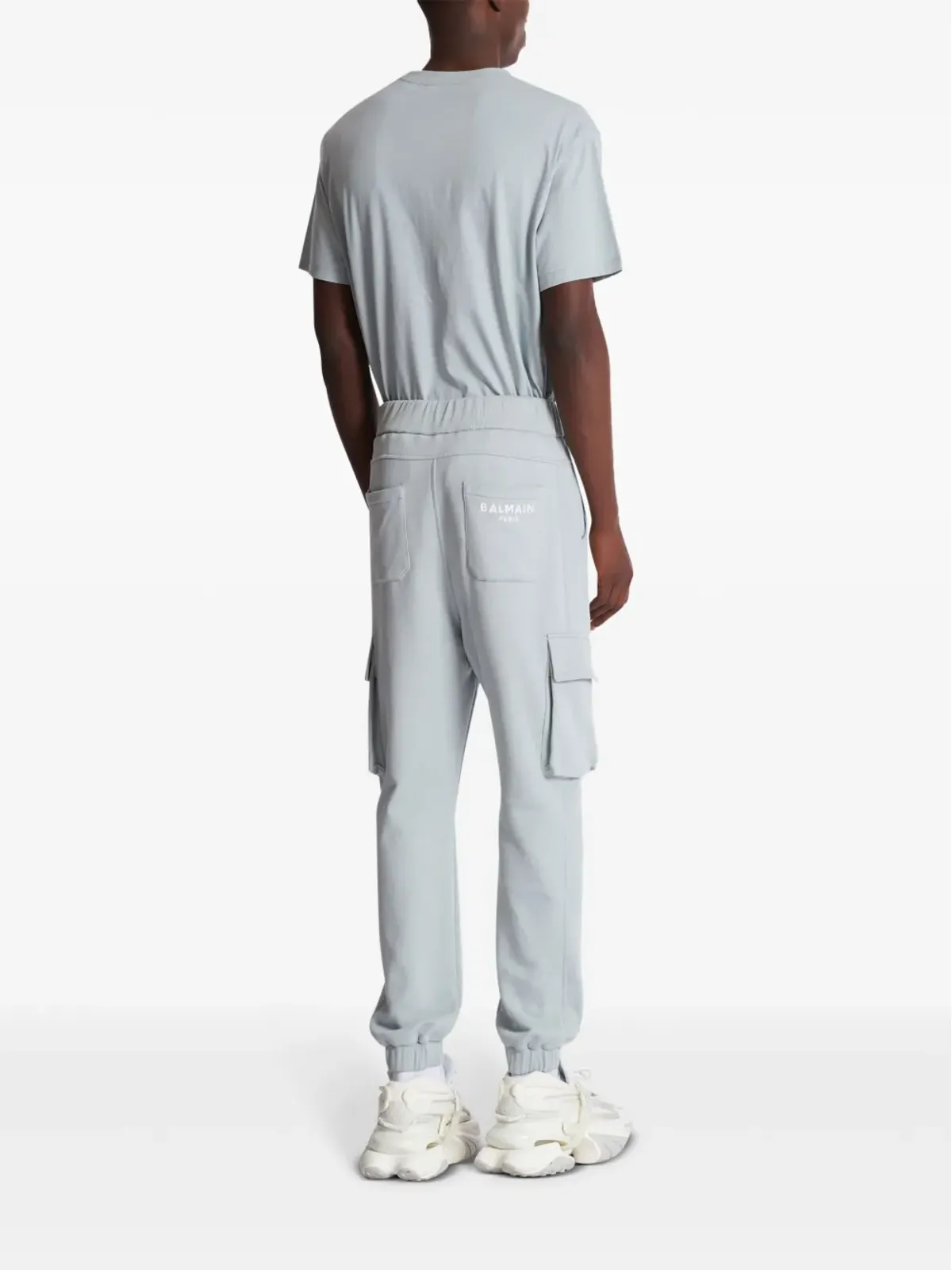 Balmain ロゴプリント コットン カーゴ トラックパンツ - グレー - 画像4