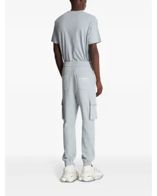 Balmain ロゴプリント コットン カーゴ トラックパンツ - グレー - サムネイル4