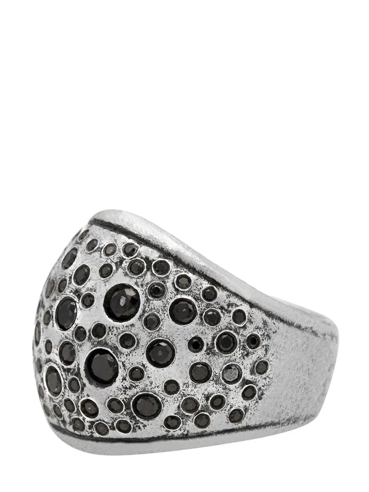 John Varvatos スターダストブラックダイヤモンド幅広リング（シルバー） - 画像2