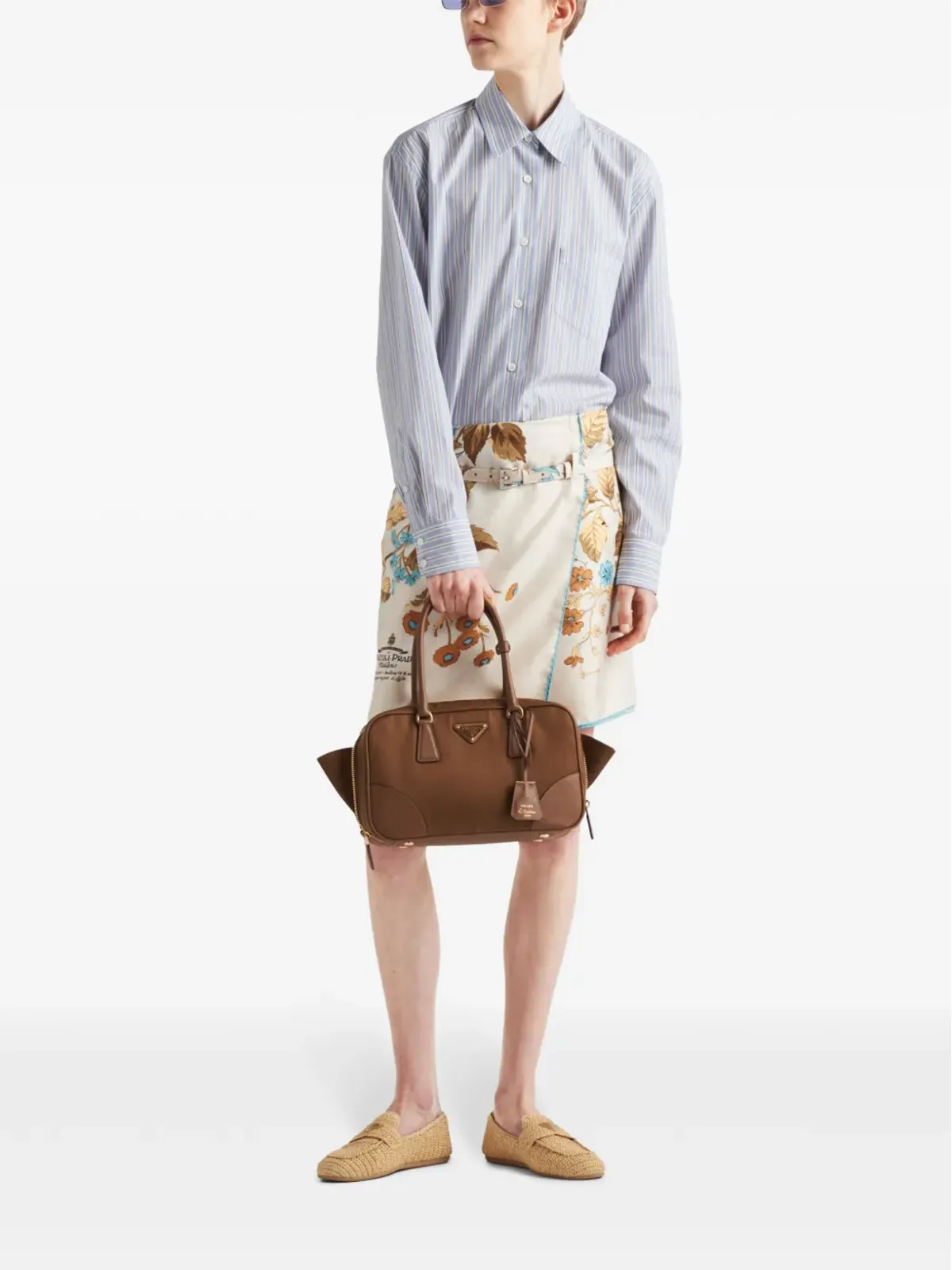 Prada フローラルプリント シルクスカート - 画像2