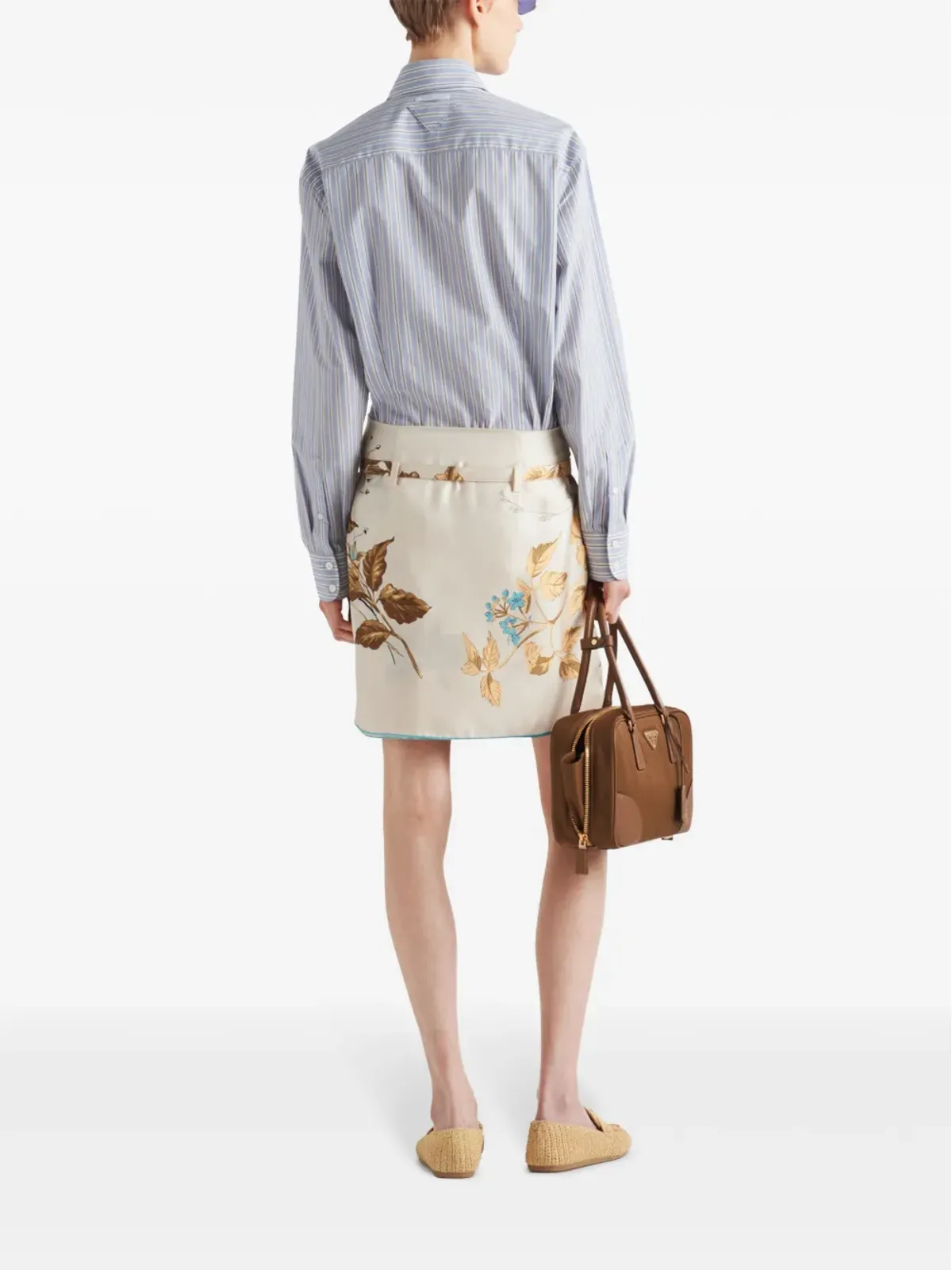 Prada フローラルプリント シルクスカート - 画像3